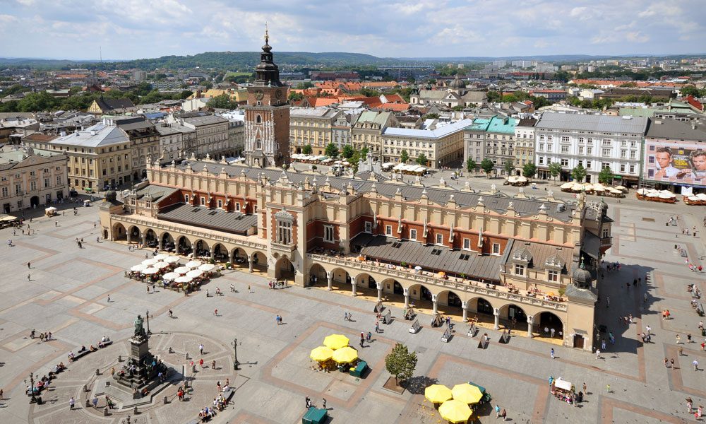 Sukiennice and main square in Kraków.