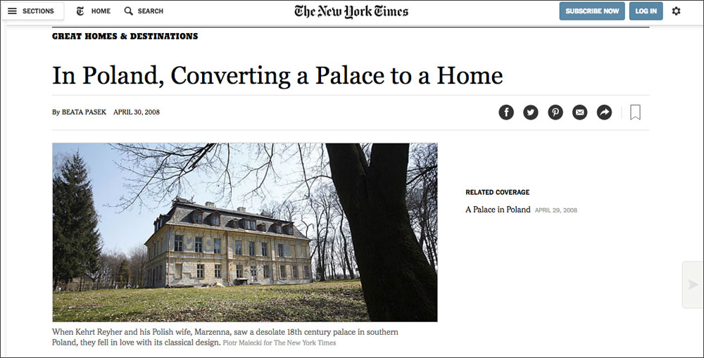 The Palace at Nakło article in New York Times