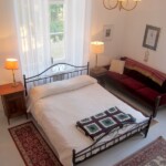 Bed in blue suite bird's-eye view