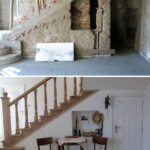 Entrance hall, before and after renovation